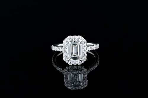 Emerald Halo, Pave' Diamond Ring