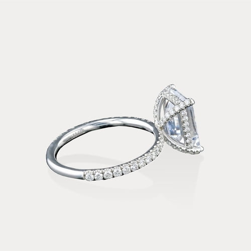 Emerald Cut Solitaire Pavé view 2