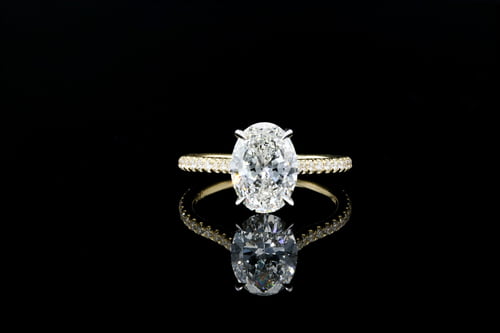 Side Stone Oval Solitaire Pave’ Set Band
