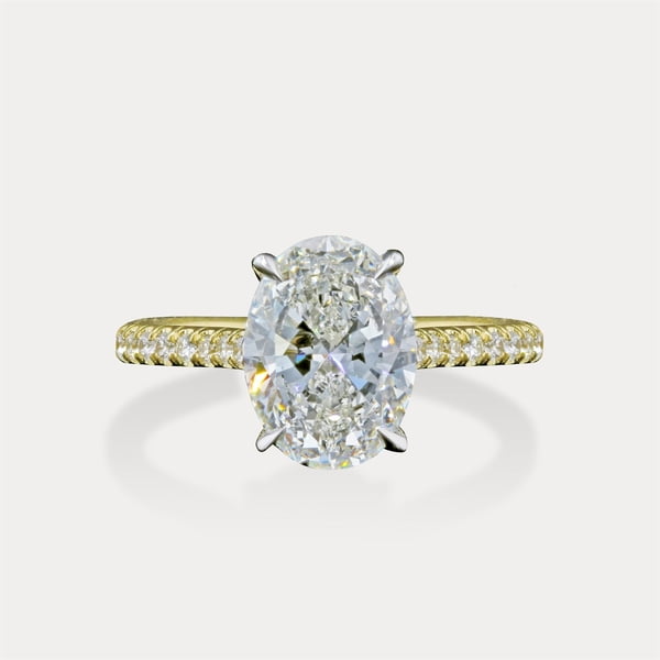 Oval Hidden Halo Yellow Gold