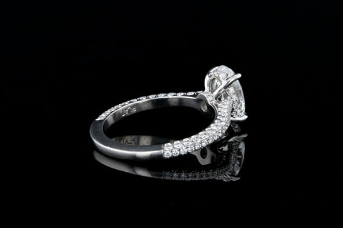 3 Sided Pave' Oval Solitaire Ring