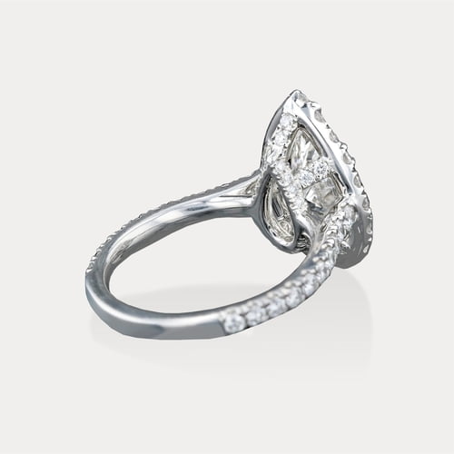 Pear Halo Pavé view 2