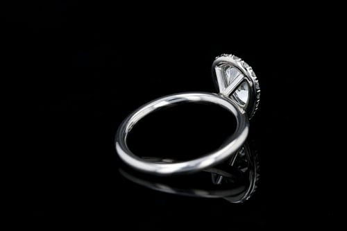 Pear Halo Engagement Ring with Plain Band