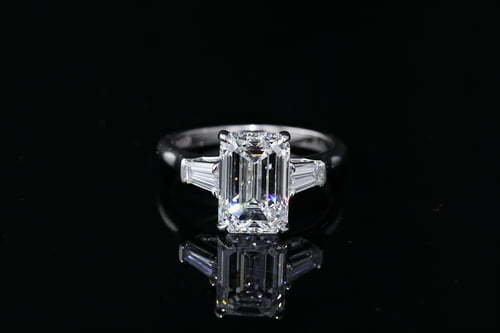 Three Stone Emerald Cut Three Stone Diamond Ring