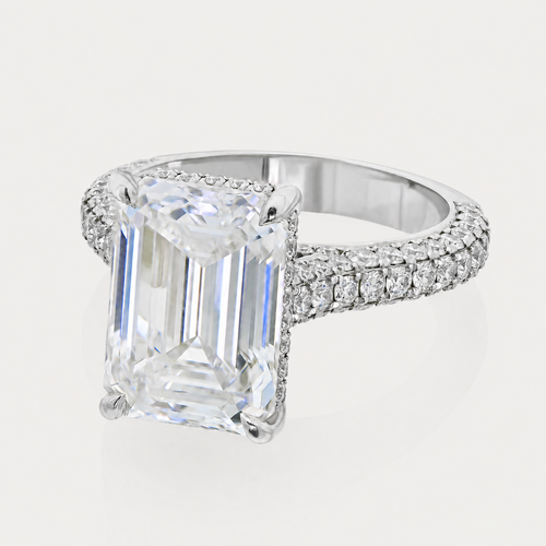Emerald Cut Three Sided Pavé view 3