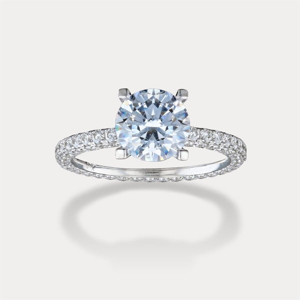 Round Solitaire Thin Pavé