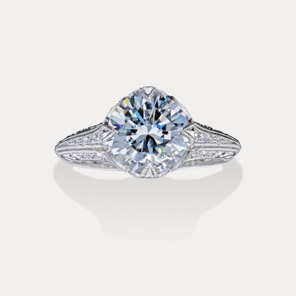 Vintage Engraved Round Solitaire