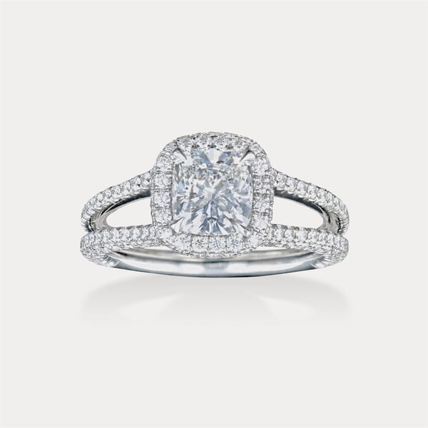 Cushion Halo Split Shank Pavé