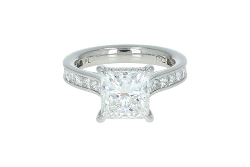 Princess Diamond Hidden Halo Channel Set Cathedral Platinum Solitaire