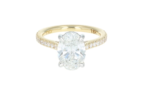 Oval Diamond Hidden Halo Pave' Set Cathedral Solitaire