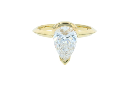 Pear Diamond Half Bezel Knife Edge Yellow Gold Solitaire