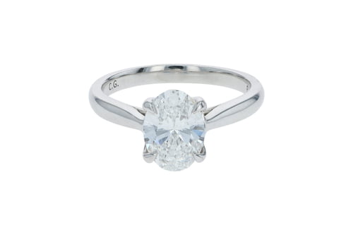 Oval Diamond Cathedral Platinum Solitaire