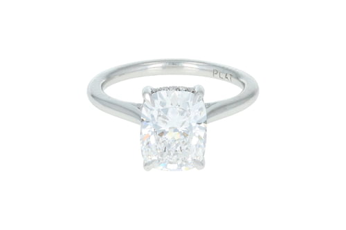 Cushion Diamond Platinum Cathedral Hidden Halo Solitaire