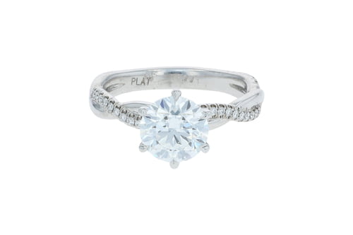 Round Lab Grown Diamond Six Prong Braided One Row Pave' Set Platinum Solitaire
