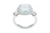 Cushion Three Stone Platinum Halo Ring With Baguettes