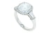 Cushion Three Stone Platinum Halo Ring With Baguettes
