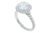 Round Lab Grown Diamond Two Sided Cushion Halo Pave' Set Cathedral Platinum Solitaire