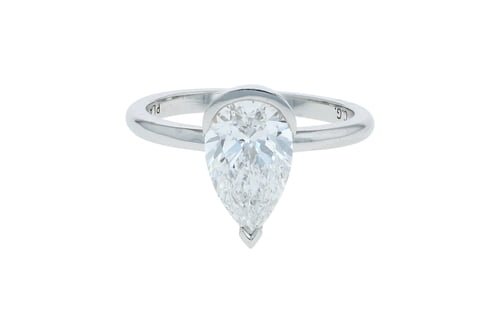Pear Diamond Half Bezel Platinum Solitaire