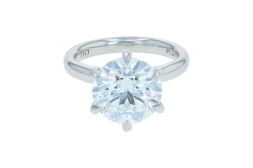 Round Diamond Platinum Six Pave' Set Prongs Cathedral Solitaire