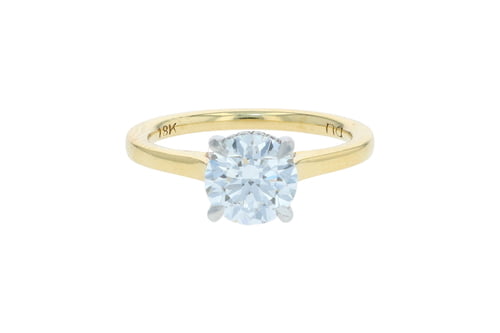Round Diamond Two Tone Cathedral Hidden Halo Solitaire