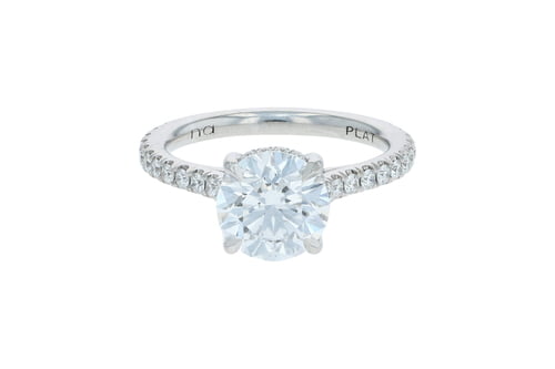 Round Lab Grown Diamond Hidden Halo Pave Set Cathedral Platinum Solitaire