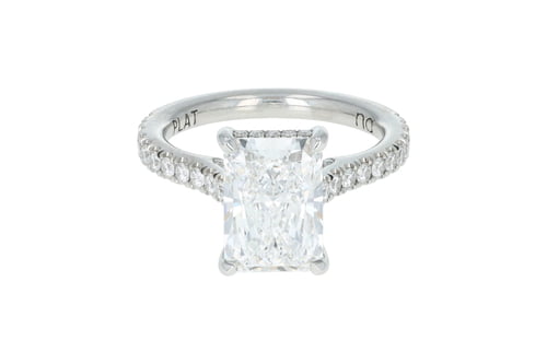 Radiant Lab Grown Diamond Hidden Halo Pave' Set Cathedral Platinum Solitaire