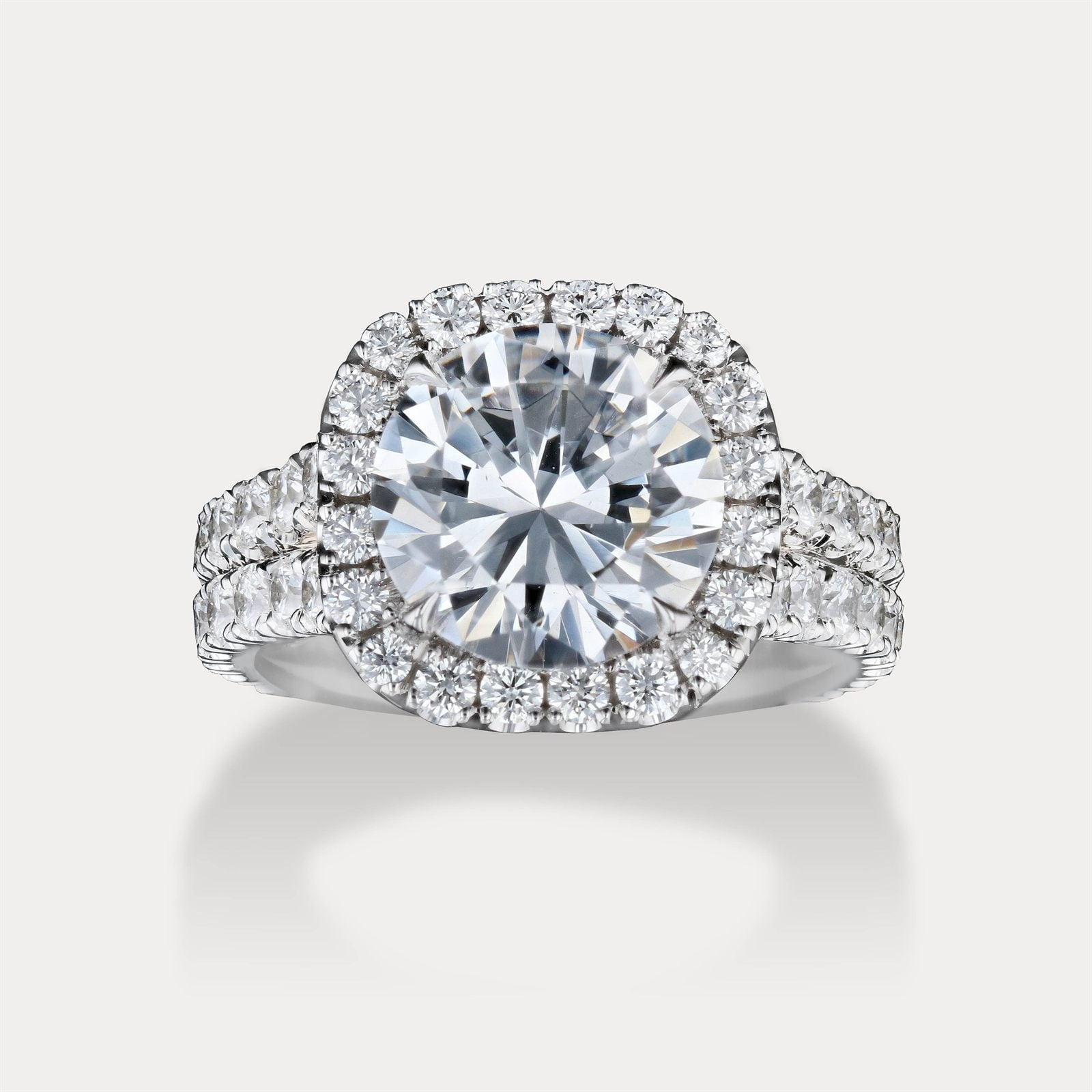 Round Cushion Halo Double Pavé