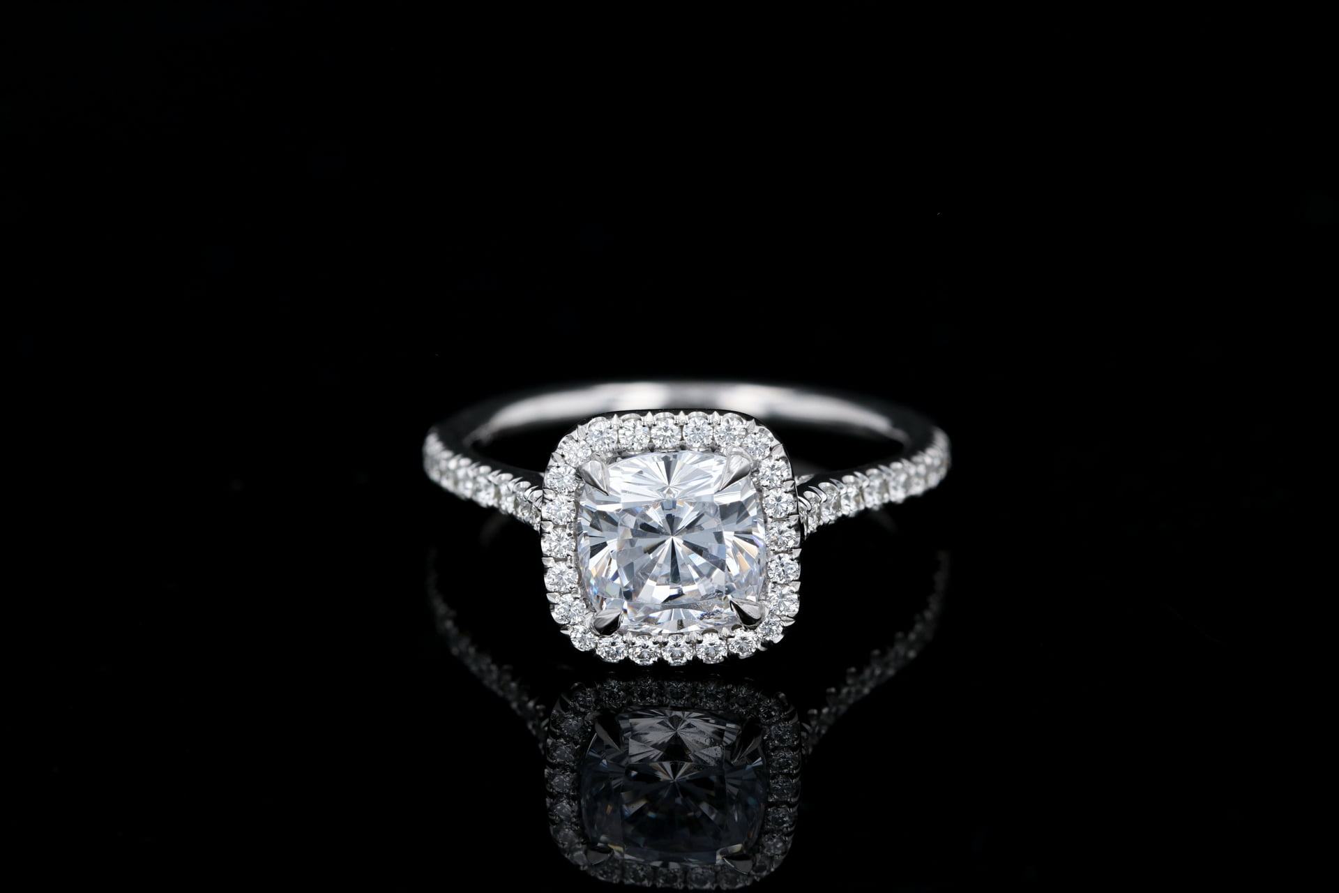 Vergissing taal Open Cushion Halo Pave' Engagement Ring - Nathan Alan Jewelers