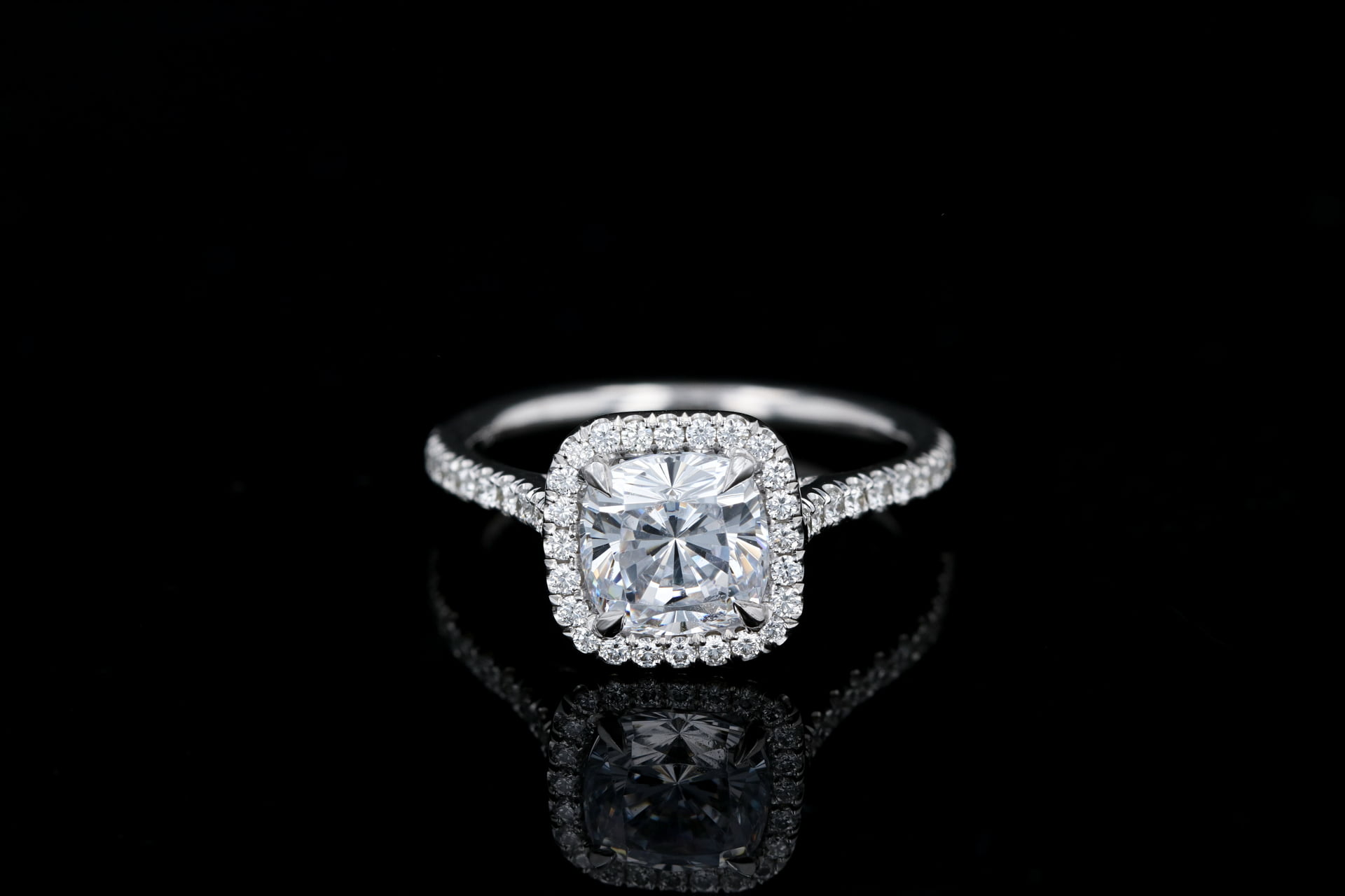 3 Carat Lab Created Cushion Diamond Delicate Halo Engagement Ring