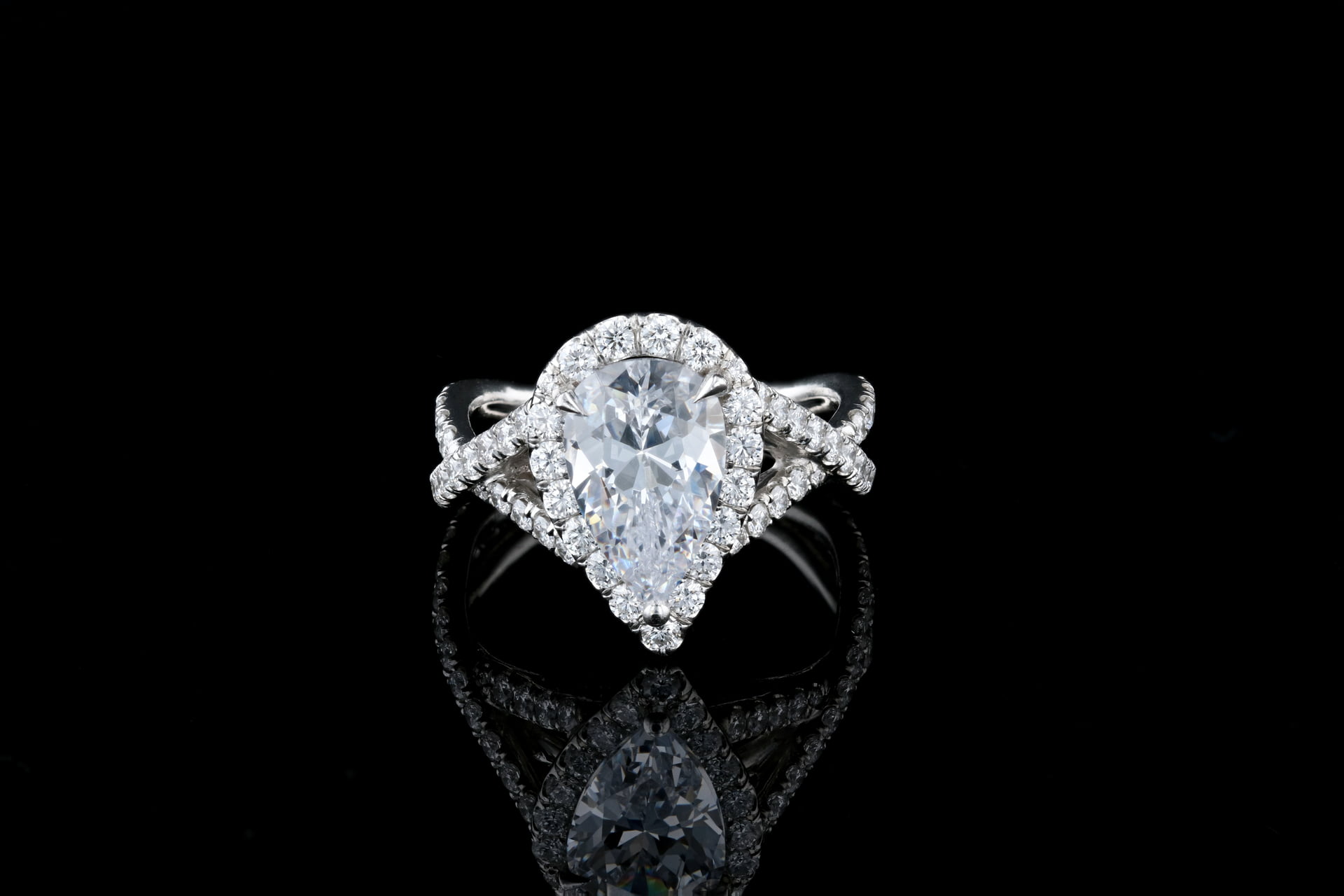 Pear-shaped Halo Engagement Ring with a Diamond White gold Ring –  itssiyadiamonds