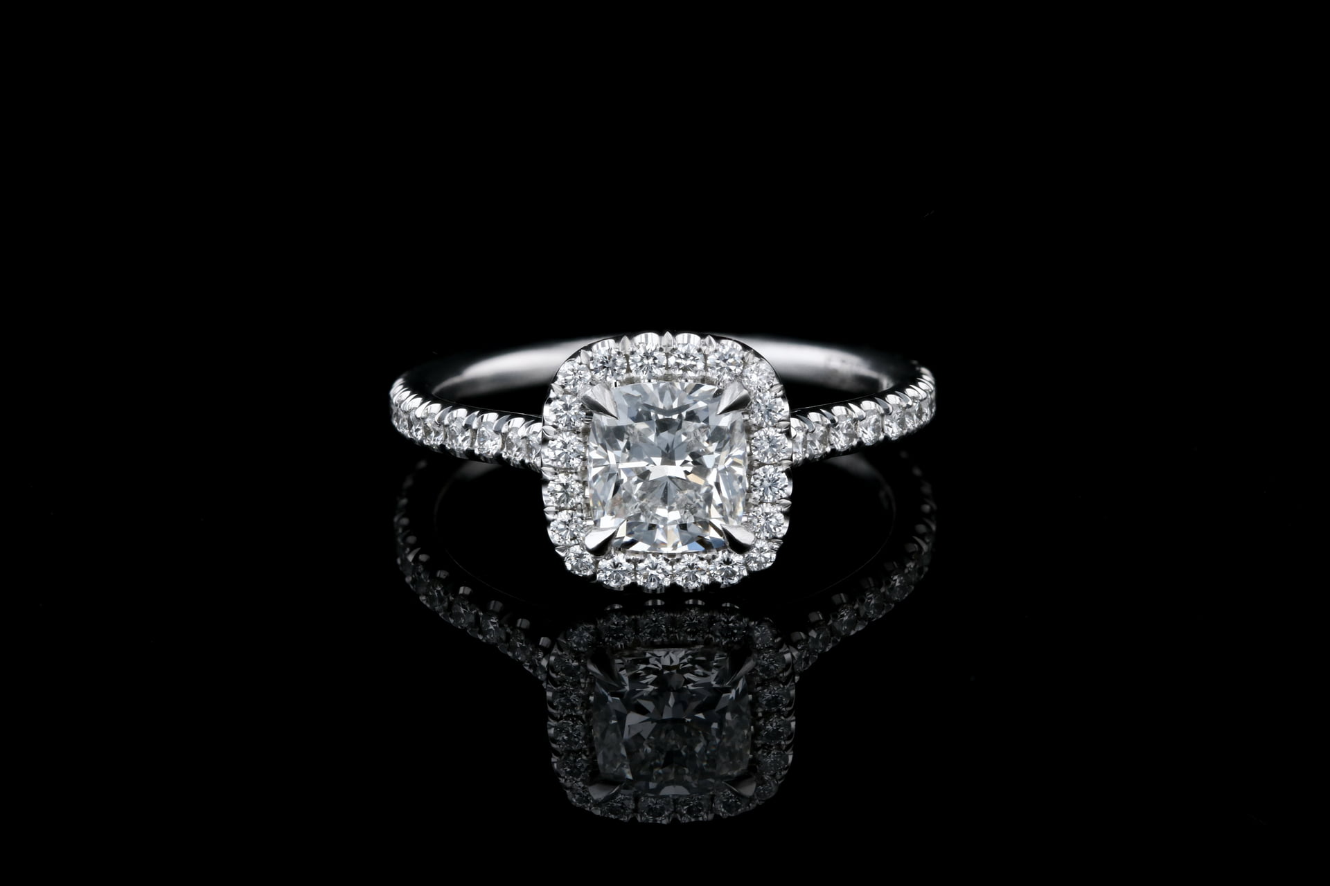 Double Row Cathedral Pave Engagement Ring