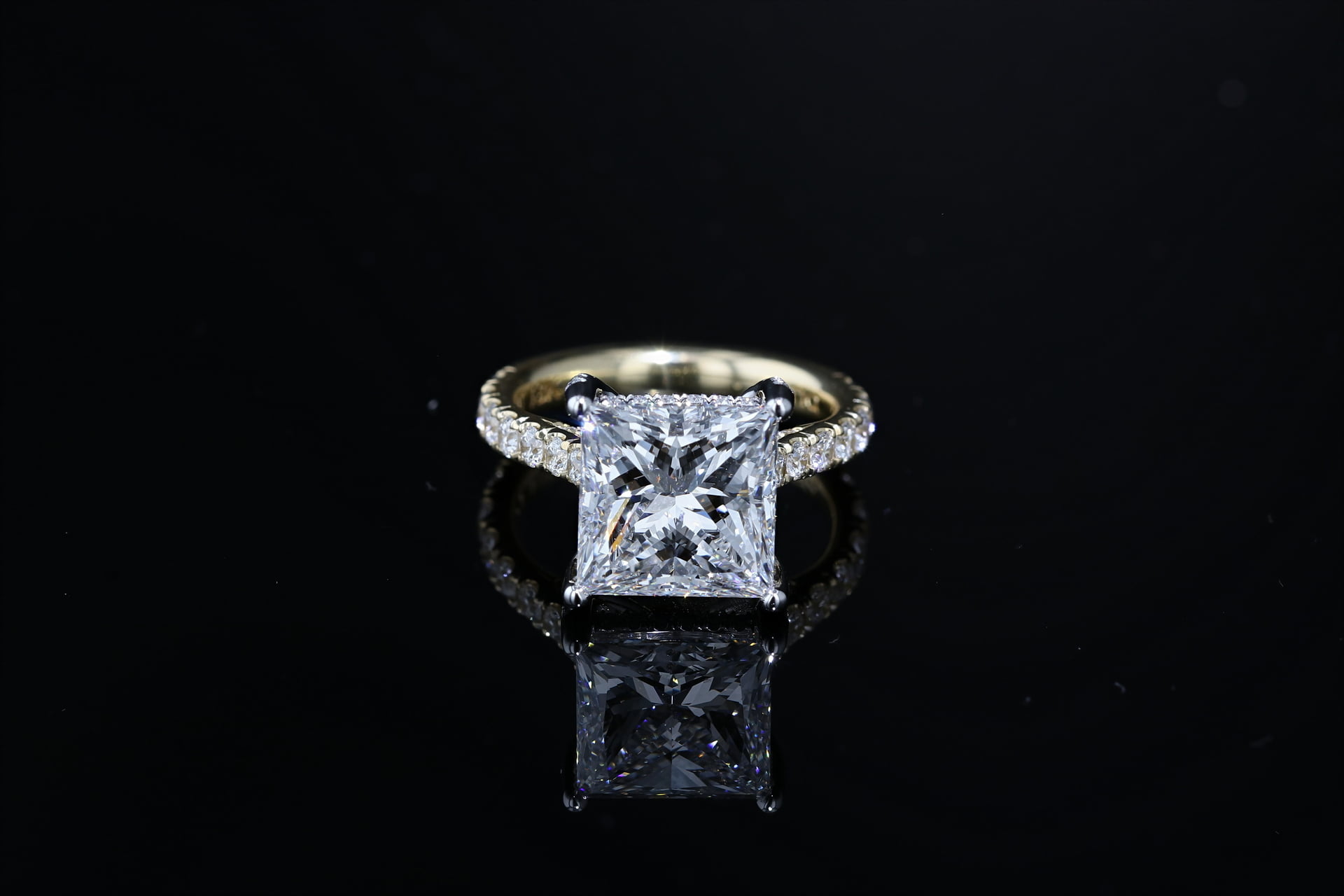 Side Stone Engagement Ring, Princess Cut Diamond - Nathan Alan
