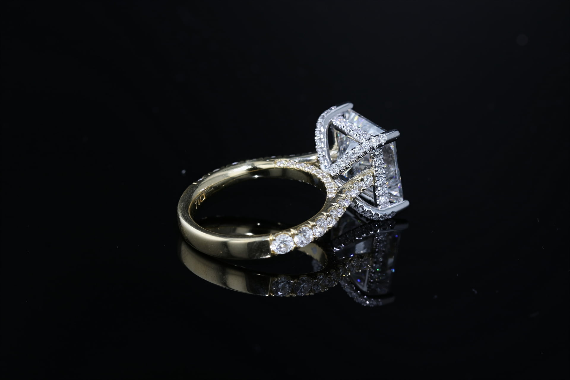 Side Stone Engagement Ring, Princess Cut Diamond - Nathan Alan