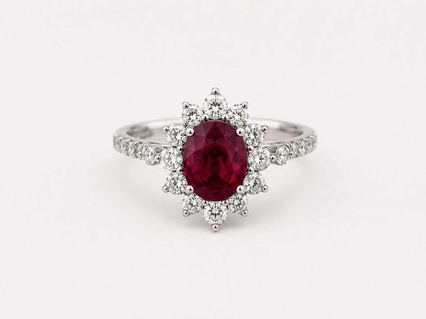 Ruby Oval Diana Halo