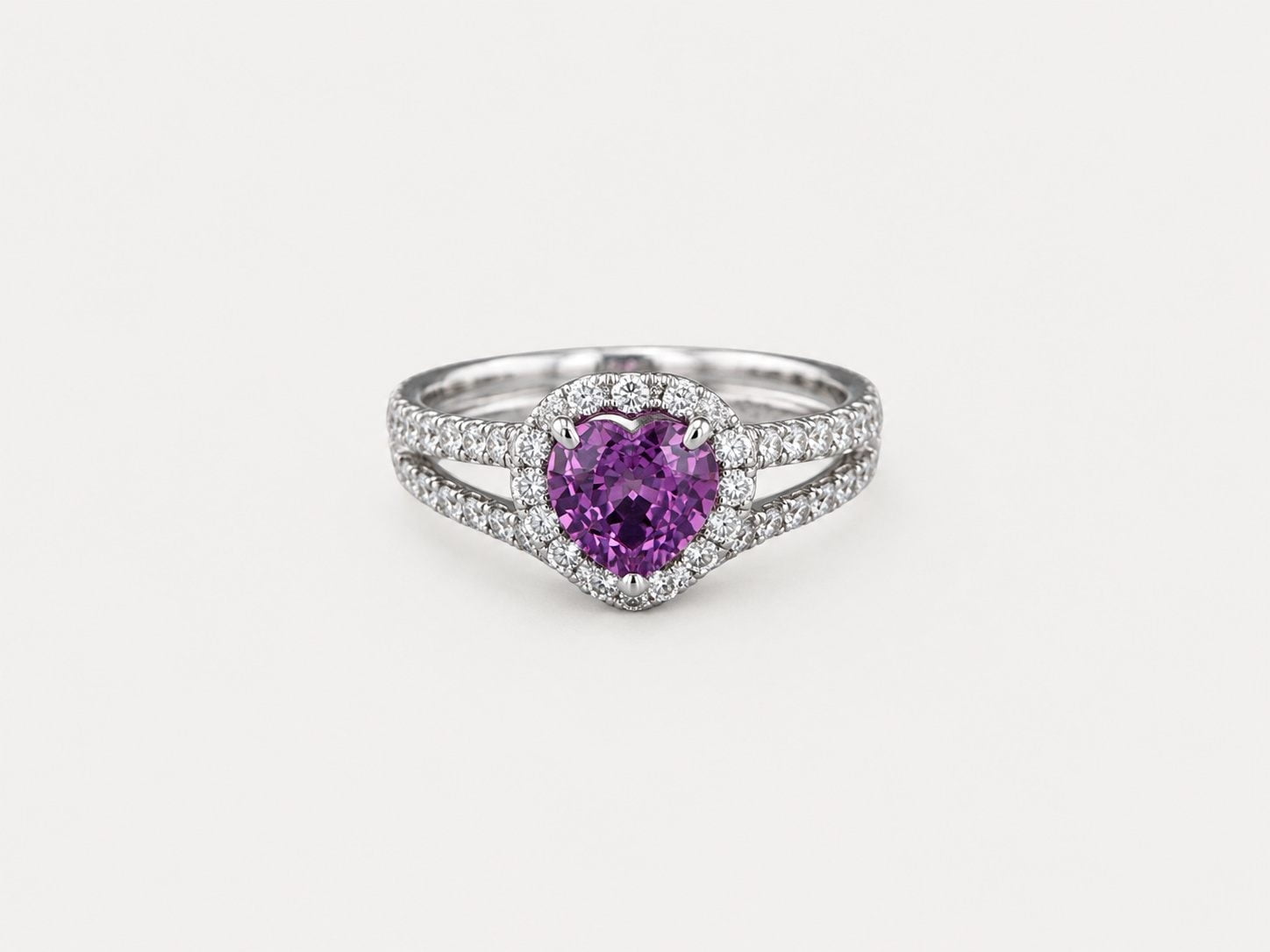 Pink Sapphire Heart Halo