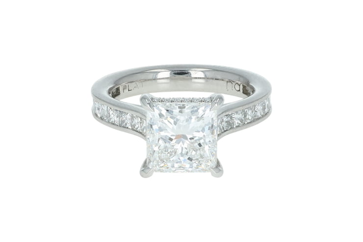 Princess Diamond Hidden Halo Channel Set Cathedral Platinum Solitaire
