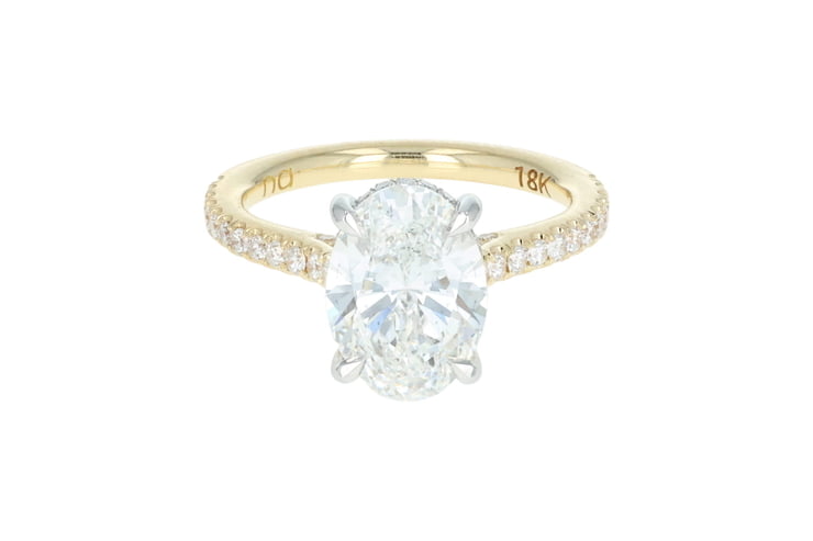 Oval Diamond Hidden Halo Pave' Set Cathedral Solitaire