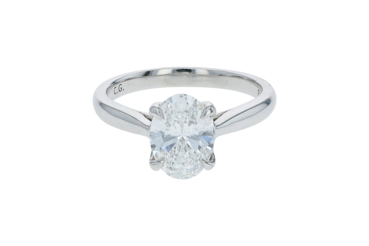 Oval Diamond Cathedral Platinum Solitaire