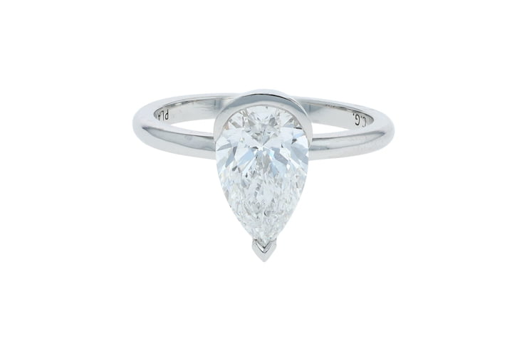 Pear Diamond Half Bezel Platinum Solitaire