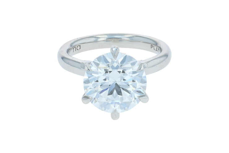 Round Diamond Platinum Six Pave' Set Prongs Cathedral Solitaire