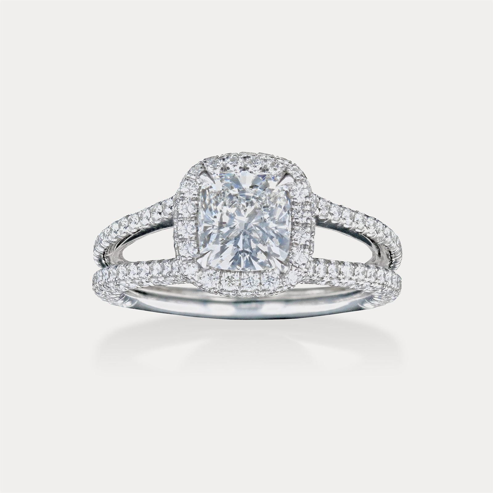 Cushion Halo Split Shank Pavé