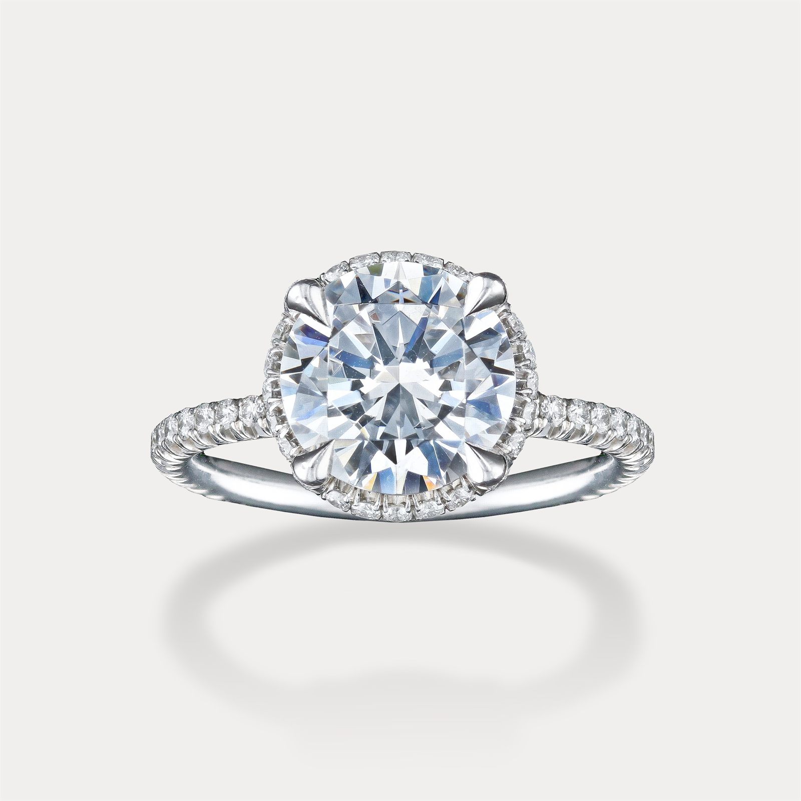 4 carat round pave halo diamond ring Newport Beach