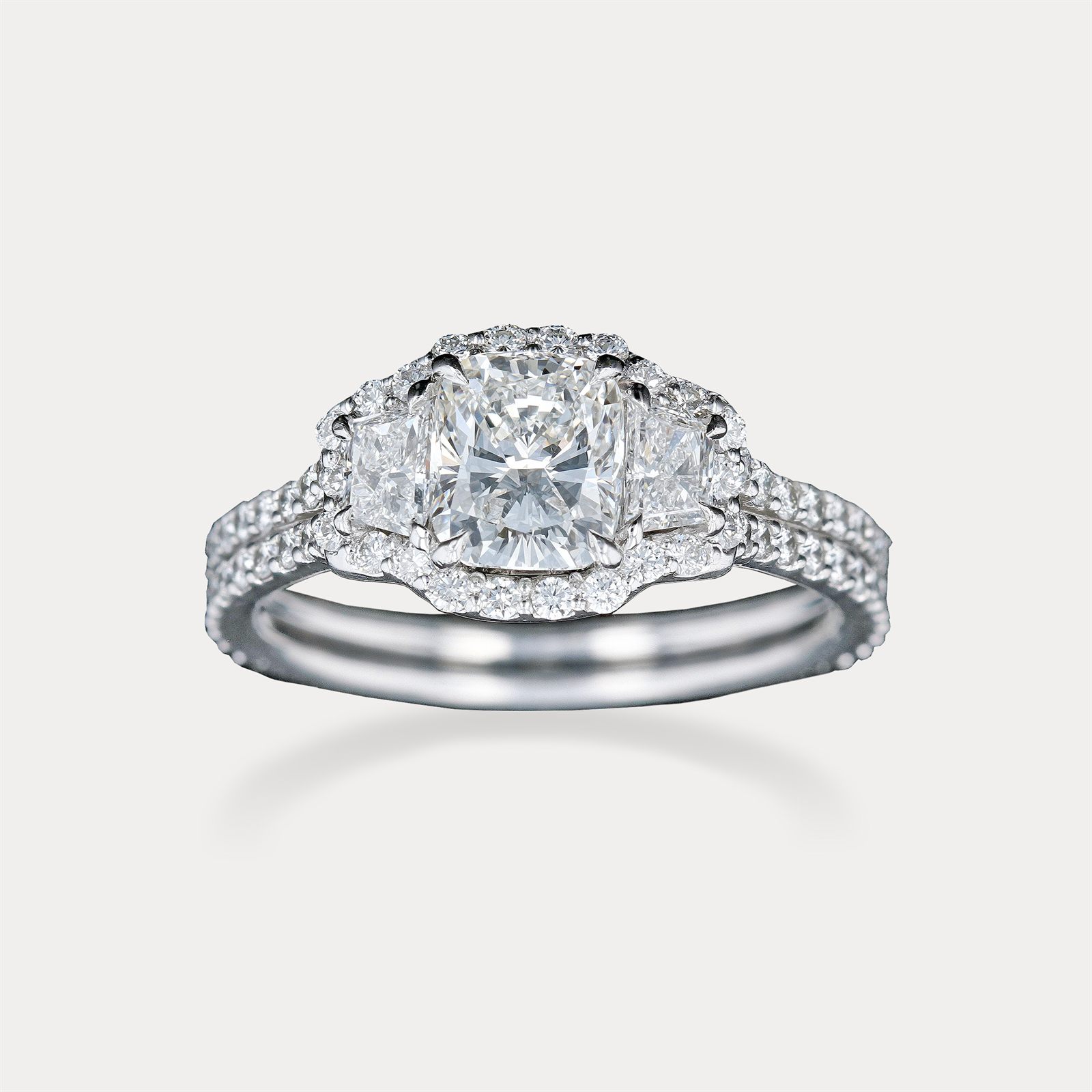 3 carat cushion halo diamond ring Newport Beach
