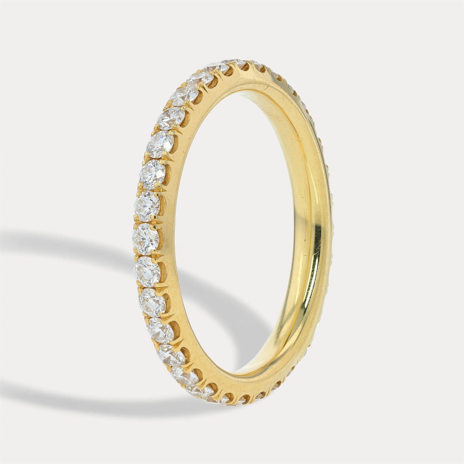 Yellow Gold Round Diamond Wedding Band, Nathan Alan Jewelers