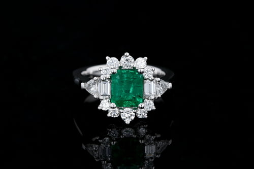 Diamond & Emerald Ballerina Cocktail Ring in 18k Yellow Gold - Filigree  Jewelers