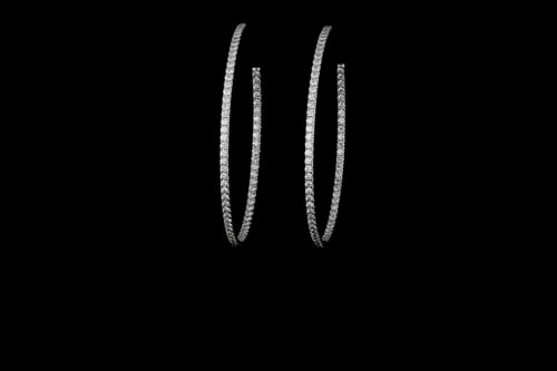 Inside and Outside Pave' Diamond Hoop Earrings