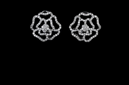 Flower-Shaped Diamond Clip-On Earrings