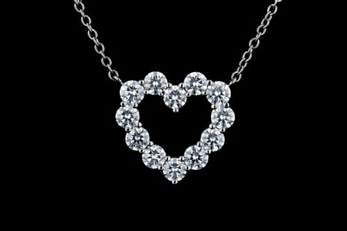 Classic Heart-Shaped Diamond Pendant Necklace