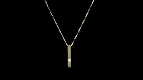 Princess Diamond Bar Pendant with Yellow Gold