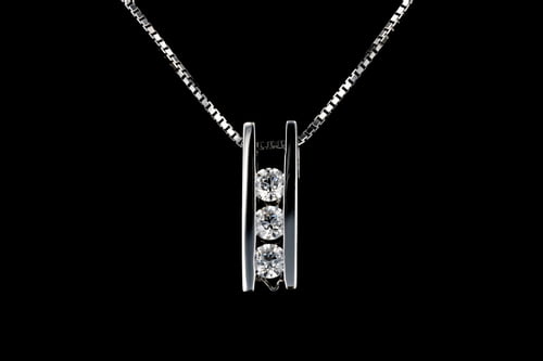 18k White Gold .50ct 3-Stone Diamond Necklace SCSN1057A